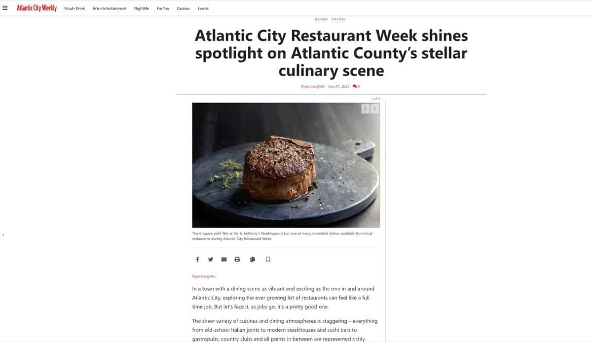 Atlantic City Restaurant Week shines spotlight on Atlantic County’s