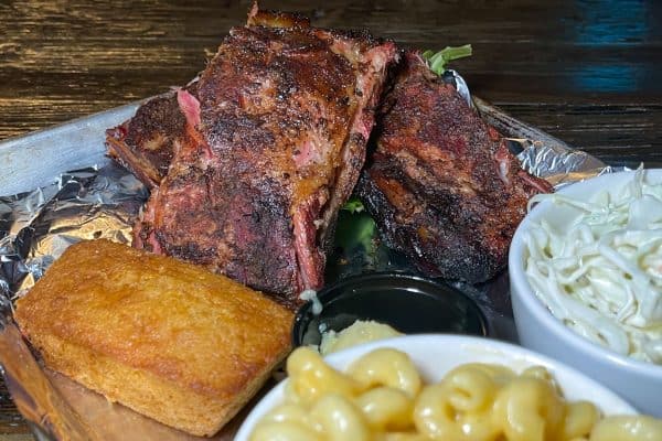 Half Rack of Ribs Combo with Cole Slaw, Mac & Cheese, and Cornbread with Honey Butter