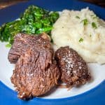 Short Rib entree with Mashed Potatoes and Spinach