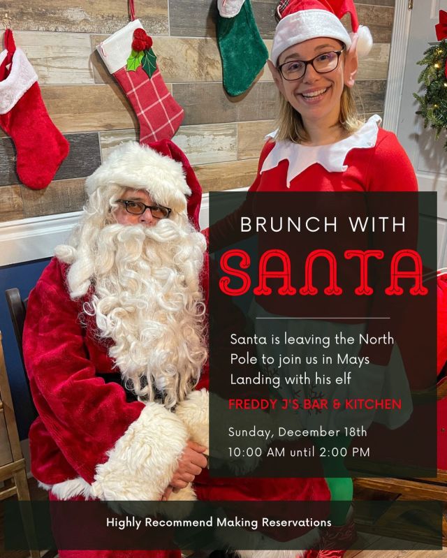 We just got word from Santa that he will be joining us for brunch for photos on Sunday, December 18th from 10am till 2pm!

Since Santa has a very busy schedule and wants to take pictures and gift requests from all the children of South Jersey, we highly recommend you booking reservations via our website or calling in at 609-829-2585!

PS. We have never seen Freddy J or Santa in the same room. 🤔