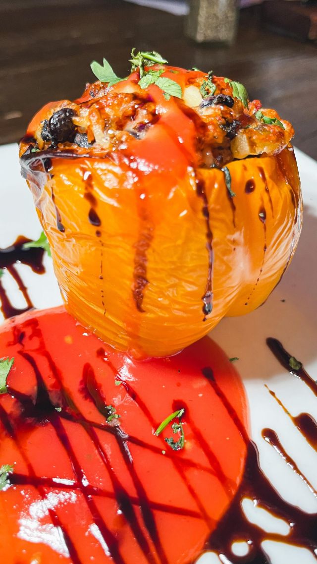 Welcome a fresh play in your game day lineup! 🏈

As Sunday evening football paints your screens, dive into our experimental dish: a vibrant Stuffed Bell Pepper. Packed with hearty rice and beans and enrobed in a smoky pepper purée with a balsamic zing, it’s a play of flavors that scores a touchdown every time.

Perfect for vegetarians or anyone craving a wholesome, satisfying meal as the game roars on the screen. 🌱🌶️ 

Join us in this flavor huddle and make your Sunday a winning play with Freddy J’s new contender potentially on the menu. Stay tuned for more plant-based delights coming your way!